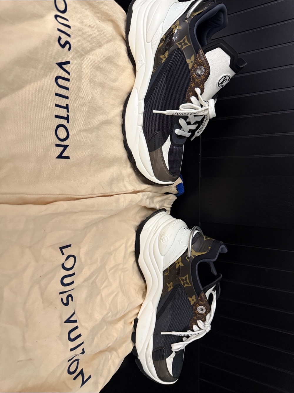 Louis Vuitton Black White Brown Run Away Dad-Style Sneakers - Picture 3 of 7